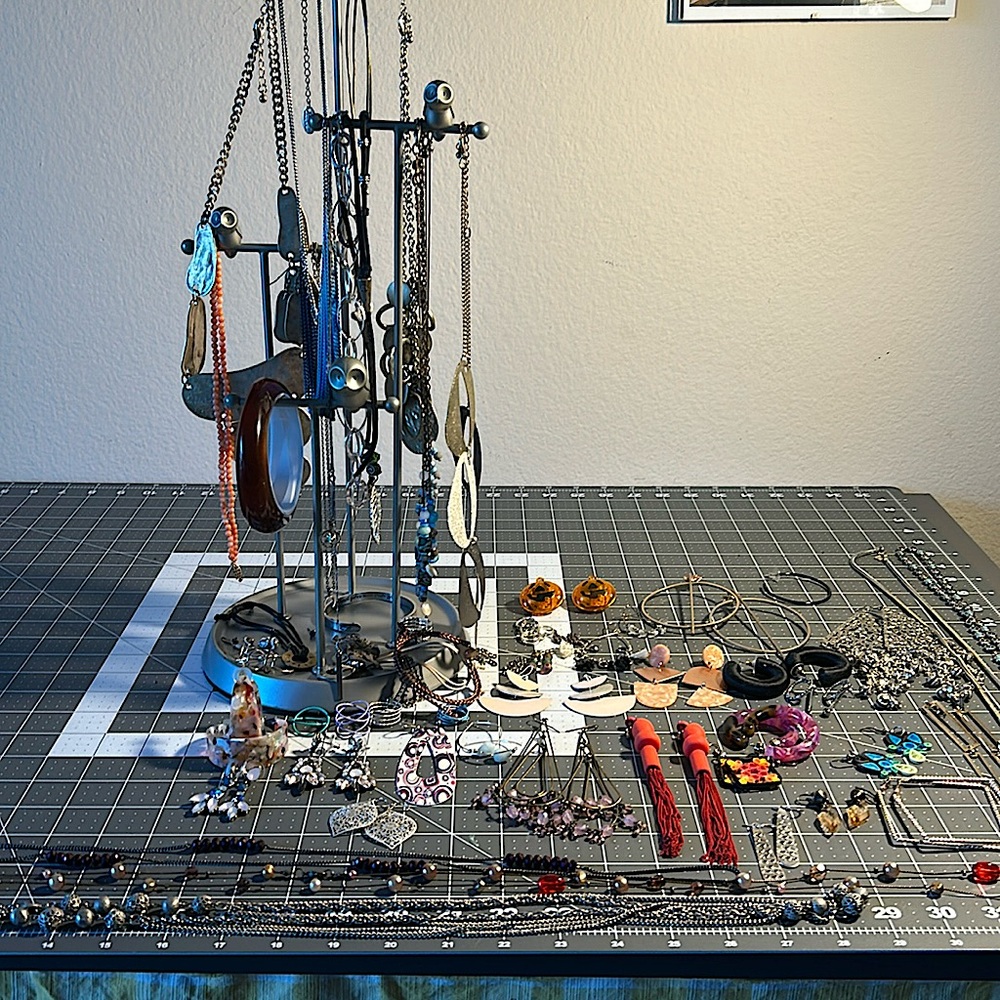 Jewelry lot: 45 pieces of earrings, rings, necklaces & bracelets Dainty to Bold!